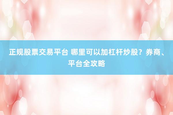 正规股票交易平台 哪里可以加杠杆炒股？券商、平台全攻略