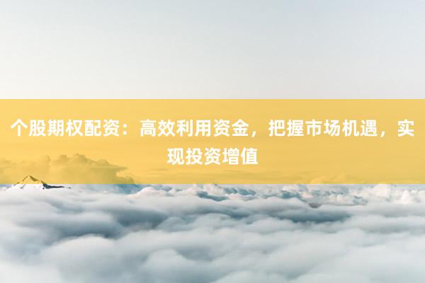 个股期权配资：高效利用资金，把握市场机遇，实现投资增值