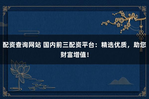 配资查询网站 国内前三配资平台：精选优质，助您财富增值！
