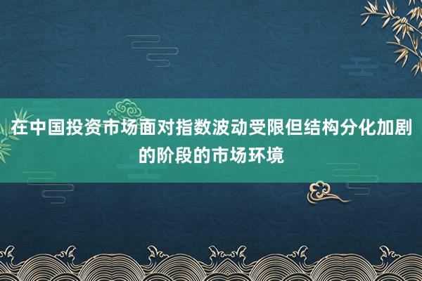 在中国投资市场面对指数波动受限但结构分化加剧的阶段的市场环境
