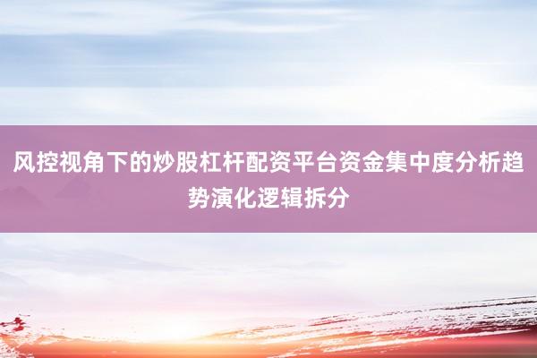 风控视角下的炒股杠杆配资平台资金集中度分析趋势演化逻辑拆分